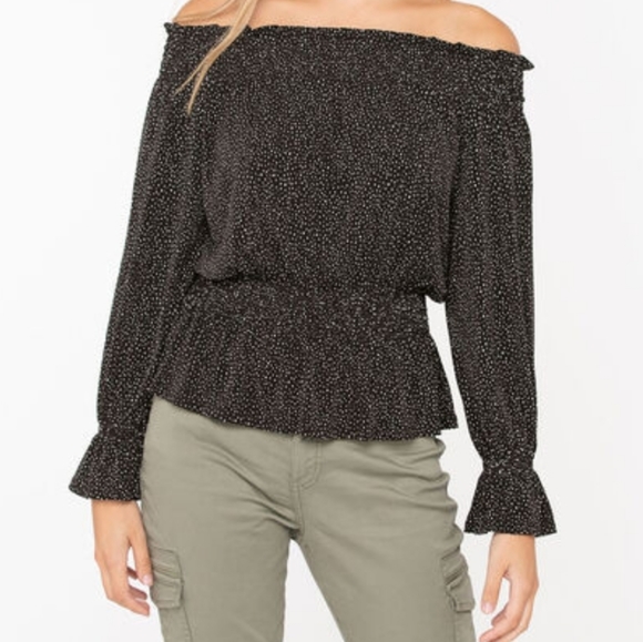 Off the shoulder smocked waist top - Picture 1 of 5